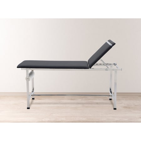Viva Comfort Exam Treatment Table with Adjustable Backrest. Black Upholstery. ADI996-01-BLK-MK